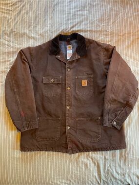 Vintage Carhartt Jacket C02 DKB Blanket Lined Chore Coat Dark Brown SizeXXL Tall